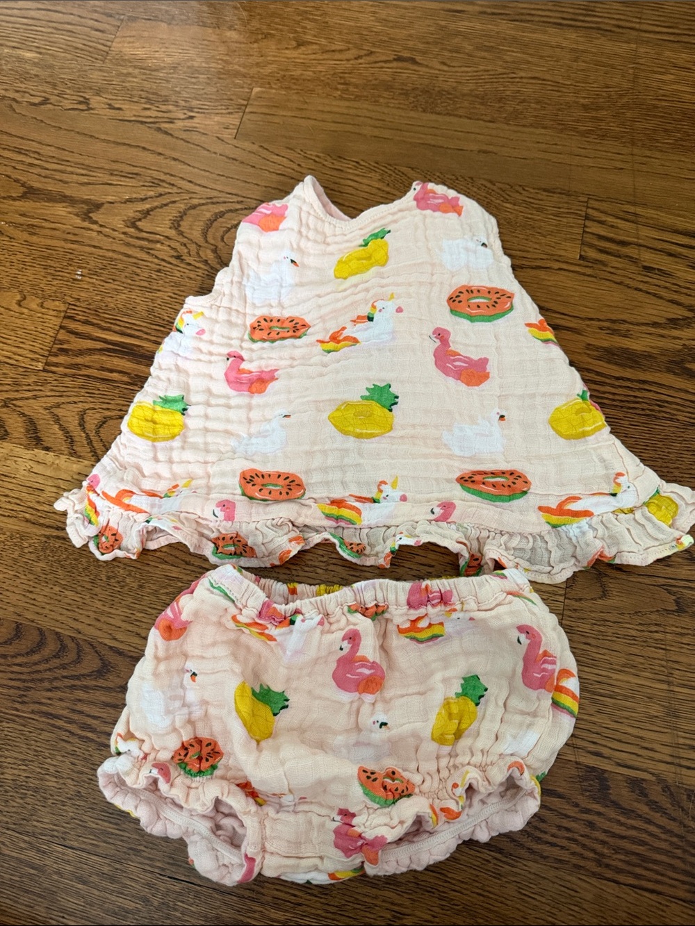 Angel Dear Light Pink Flamingo & Fruit Diaper Cover Set